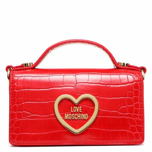 женская кожаные сумка love moschino, красная
