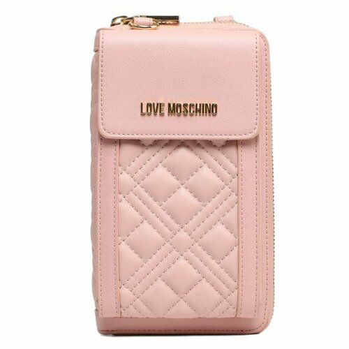 женская кожаные сумка love moschino, розовая