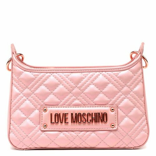 женская сумка через плечо love moschino, розовая