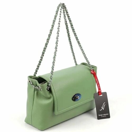 женская кожаные сумка sergio valentini, зеленая