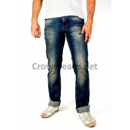 мужские потертые джинсы crown, синие