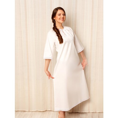 женское платье с рукавом 3/4 крестильное, белое