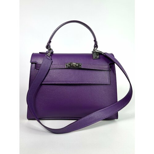 женская кожаные сумка vera pelle, фиолетовая