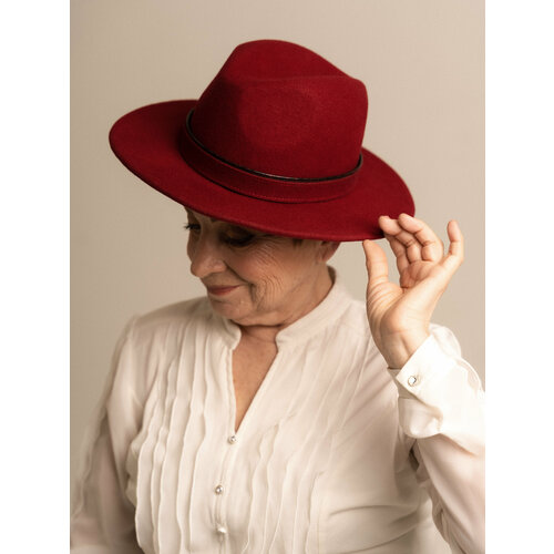женская шляпа фетр сибири, бордовая