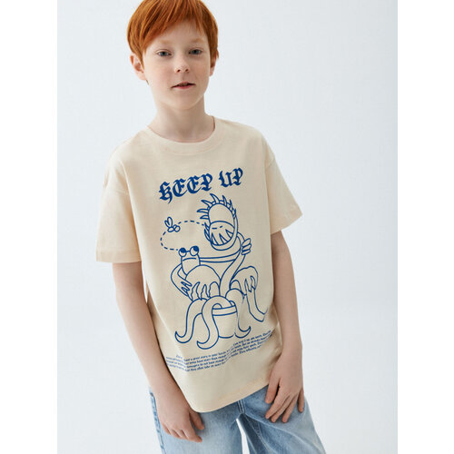 футболка с коротким рукавом sela для мальчика, бежевая