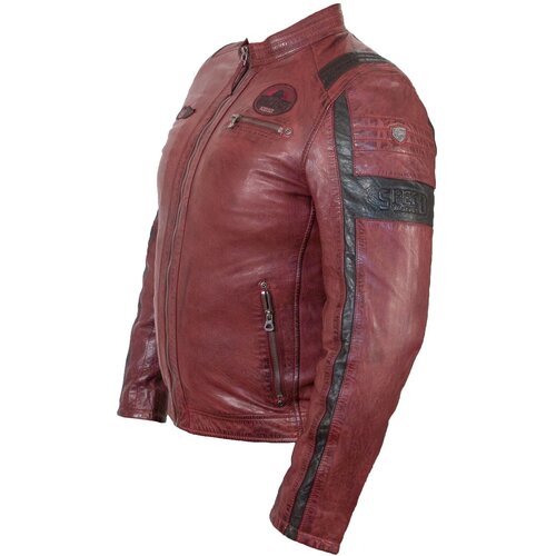 мужская кожаные куртка gipsy / deercraft, бордовая