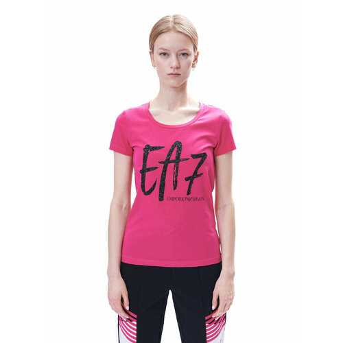 женская футболка ea7, розовая