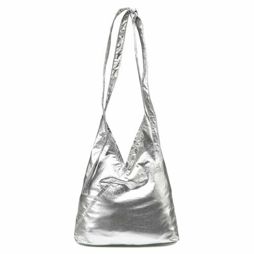 женская сумка через плечо mm6 maison margiela, серебряная