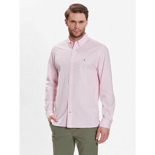 мужская рубашка tommy hilfiger, розовая