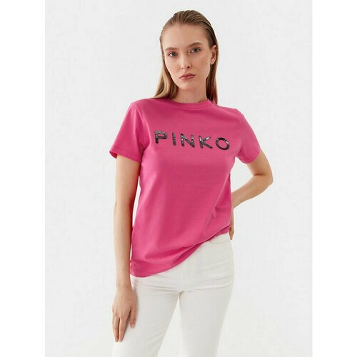 женская футболка pinko, розовая