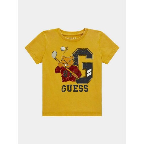 футболка guess для мальчика, желтая