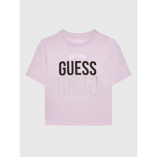футболка guess для девочки, фиолетовая