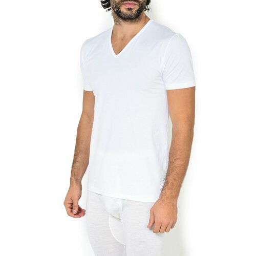 мужская футболка с v-образным вырезом zimmerli, белая
