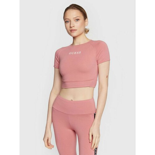 женская футболка guess, розовая