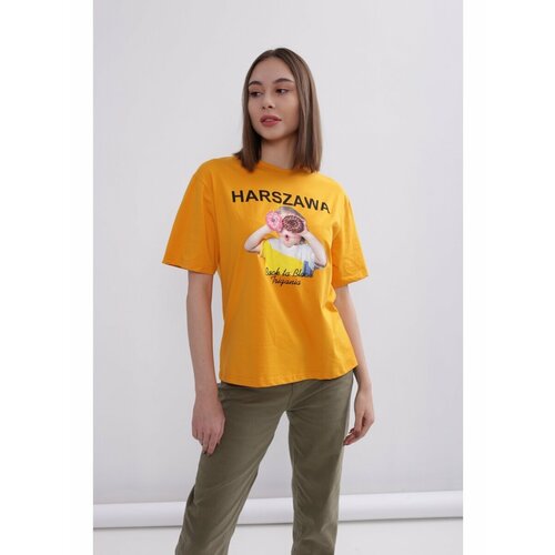 женская футболка с принтом e-woman, оранжевая