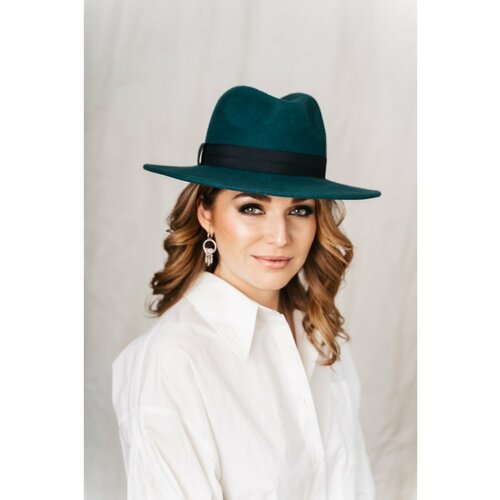 женская шляпа фетр сибири, зеленая
