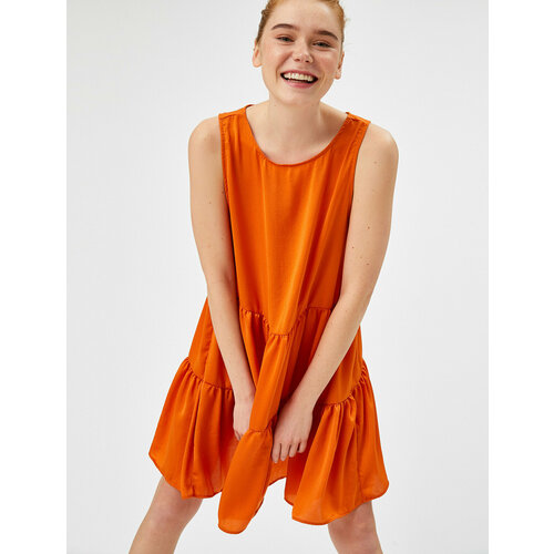 женское джинсовые платье koton, оранжевое
