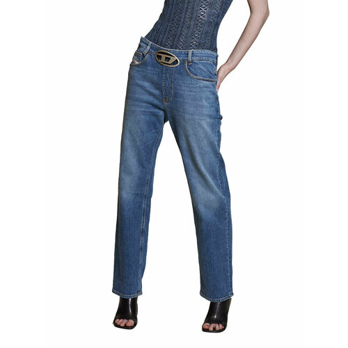 женские потертые джинсы diesel, синие