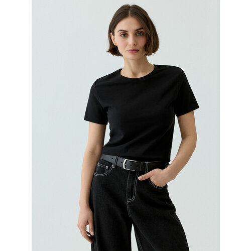 женская футболка с коротким рукавом sela, черная