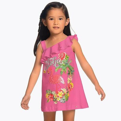 платье с открытыми плечами mayoral для девочки, розовое