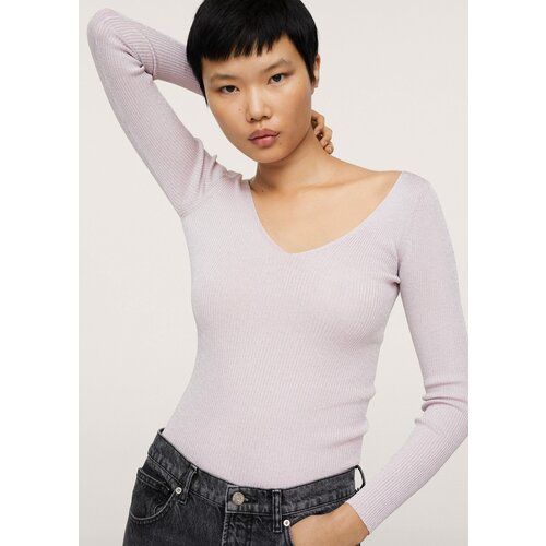 женский пуловер удлиненные mango, розовый