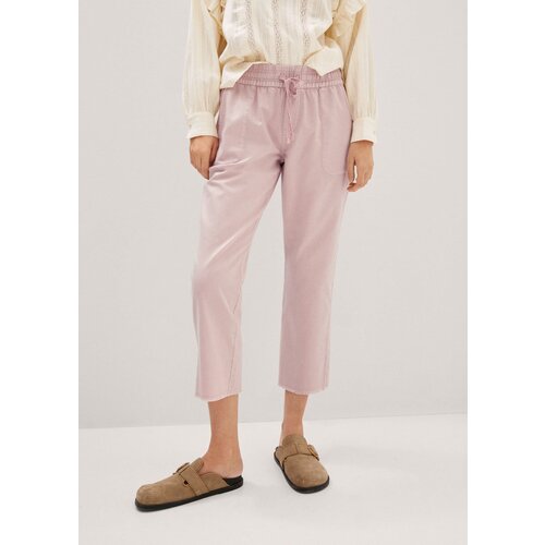 женские укороченные брюки mango, розовые