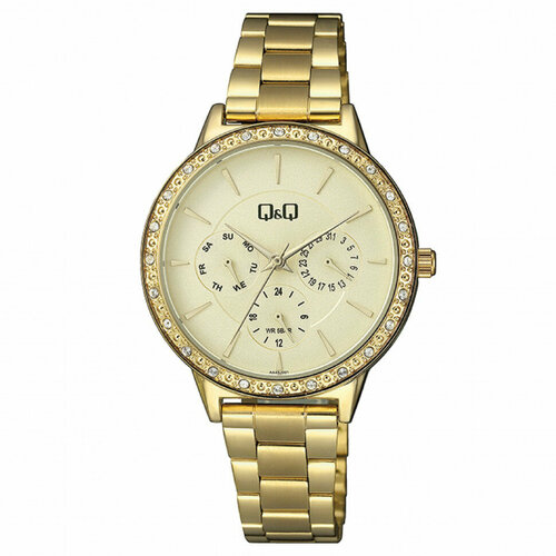 женские часы q&q, золотые