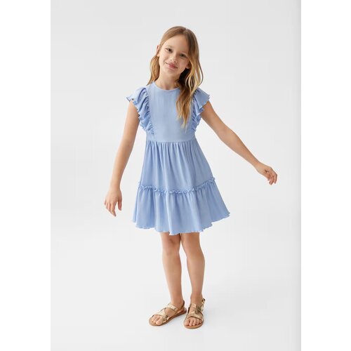 платье с круглым вырезом mango для девочки, синее