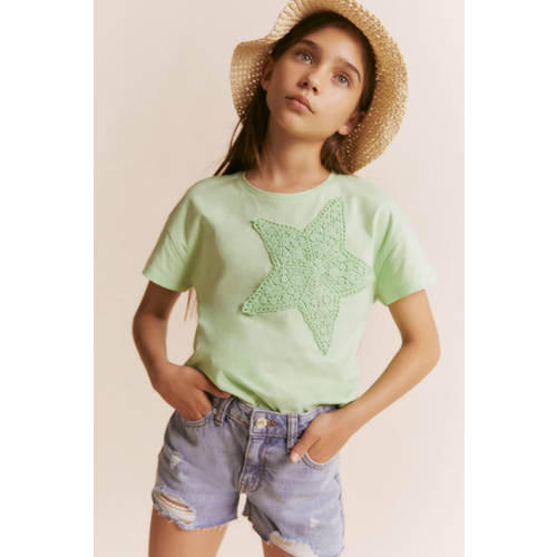 футболка с коротким рукавом mango для девочки, зеленая