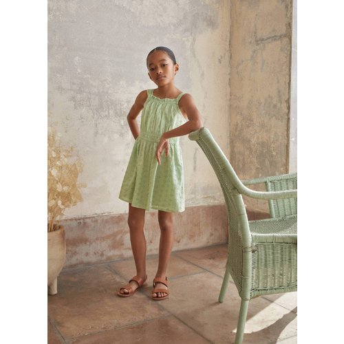 платье с завышенной талией mango для девочки, зеленое