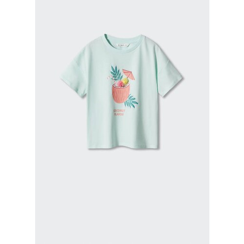 короткие футболка mango для девочки, бирюзовая