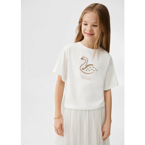 футболка с коротким рукавом mango для девочки, белая
