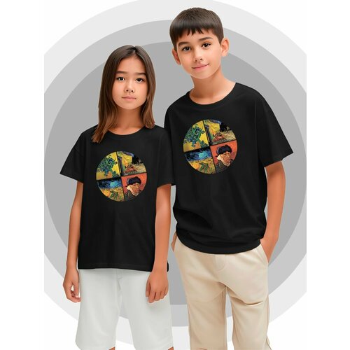 футболка с коротким рукавом printech kids для девочки, черная