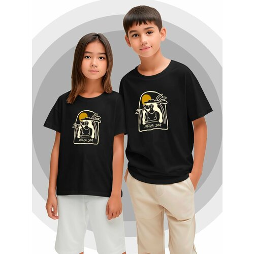 футболка с коротким рукавом printech kids для девочки, черная
