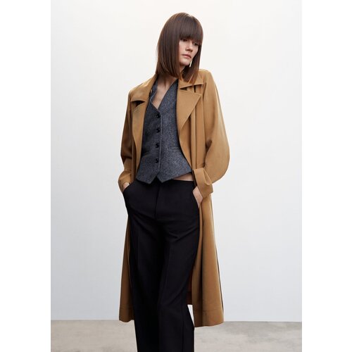 женское длинные пальто mango, коричневое
