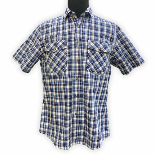 мужская рубашка с коротким рукавом le valdo, синяя