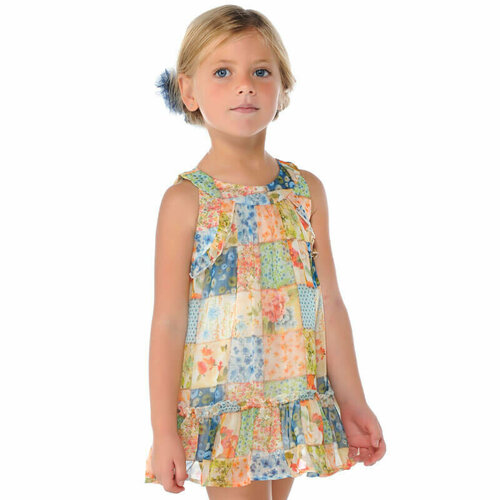 платье с круглым вырезом mayoral для девочки, разноцветное