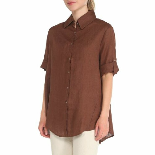 женская рубашка maison david, коричневая