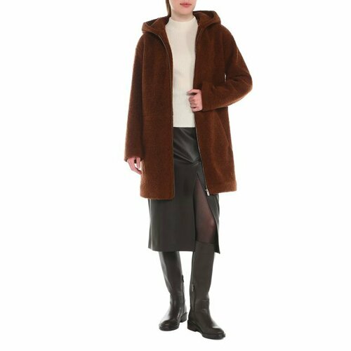 женское шерстяное пальто calzetti, коричневое