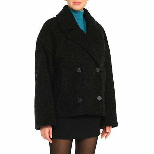 женское шерстяное пальто calzetti, черное
