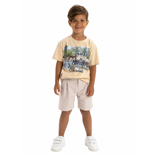 футболка с коротким рукавом карамелли для мальчика, бежевая
