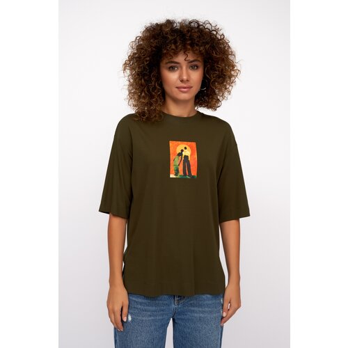 женская футболка с коротким рукавом electrastyle, хаки