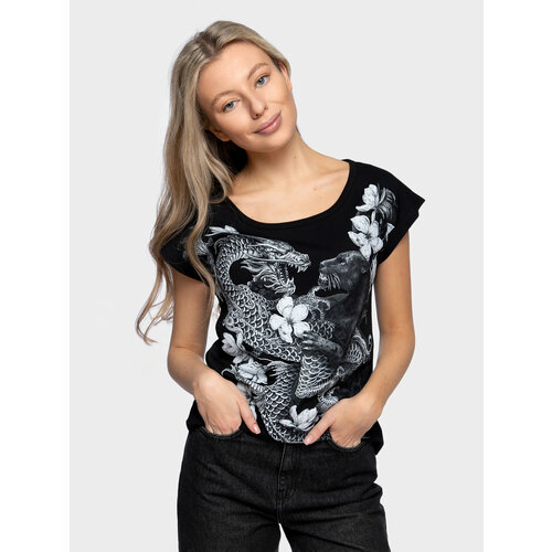 женская футболка с коротким рукавом mixfix, черная