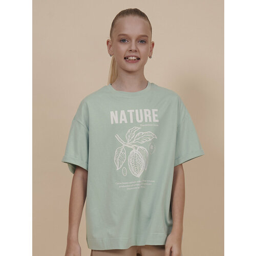 футболка с круглым вырезом pelican для девочки, зеленая