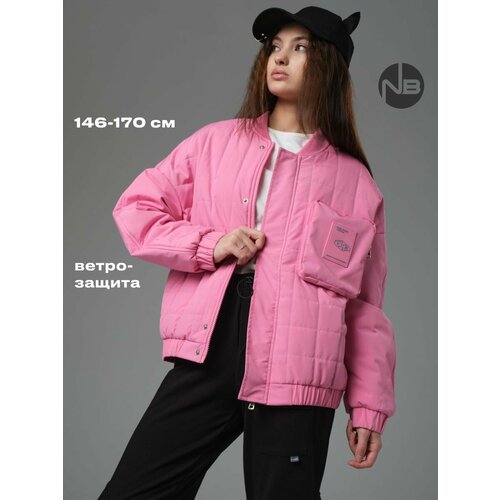 куртка бомбер nota bene для девочки, розовая