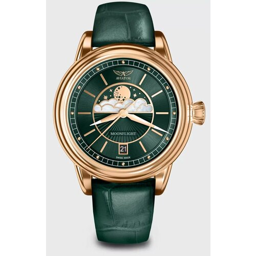 женские часы aviator, зеленые