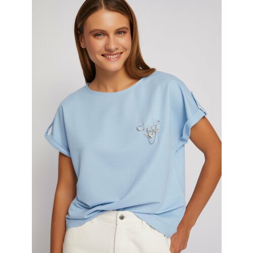 женская футболка с круглым вырезом zolla, голубая