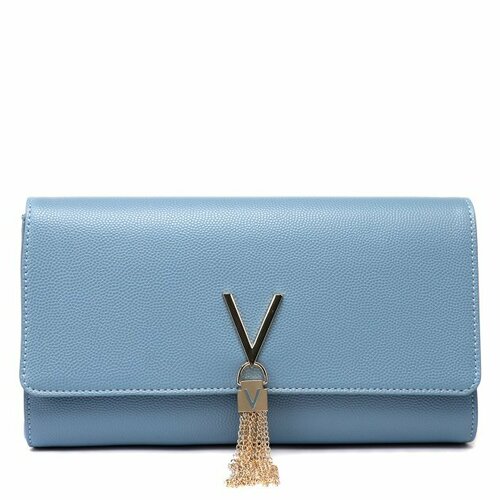 женская кожаные сумка valentino, голубая
