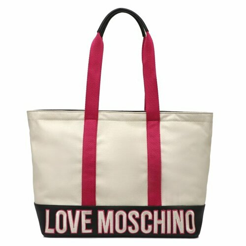 женская сумка-шоперы love moschino, бежевая