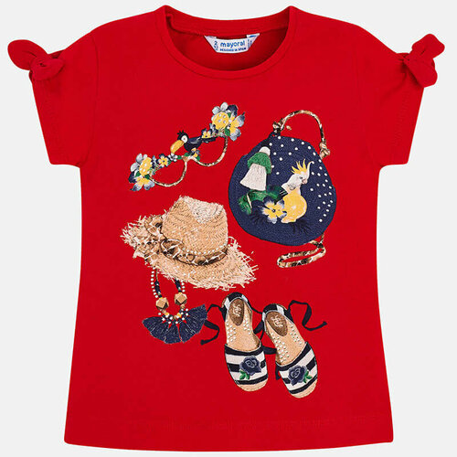 футболка с коротким рукавом mayoral для девочки, красная
